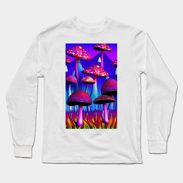 Divine Fungi - Mushroom Series 003 Long Sleeve T-Shirt by PurplePeacock